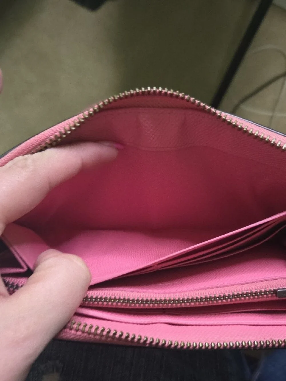 Coach Pink Zip-Around Saffiano Leather Wallet